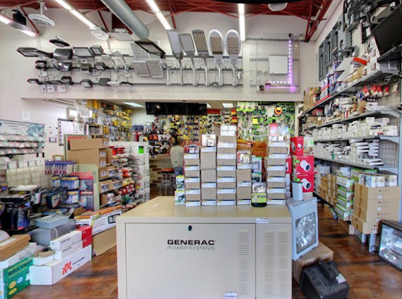 Lighting fixtures, wiring devices and a Generac standby generator inside Excel’s Warren branch