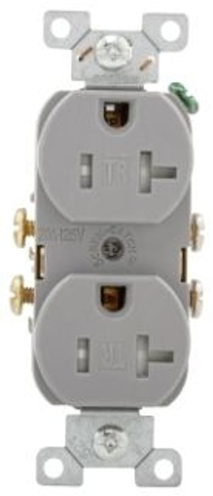 Eaton TRCR20GY 20A Tamper-Resistant Duplex Receptacle, Gray