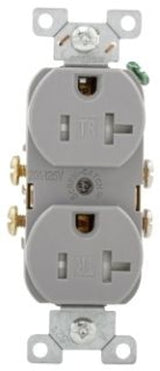 Eaton TRCR20GY 20A Tamper-Resistant Duplex Receptacle, Gray