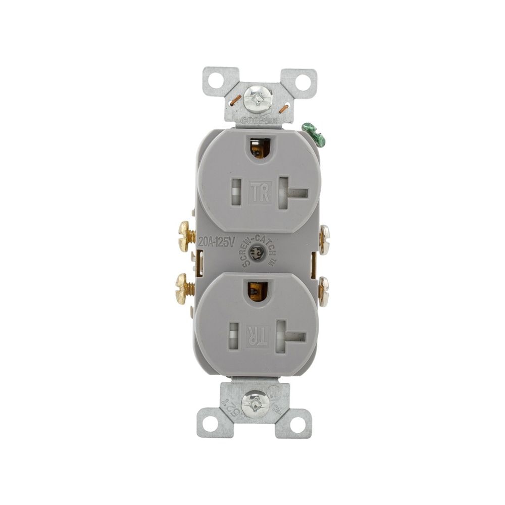 Eaton TRCR20GY 20A Tamper-Resistant Duplex Receptacle, Gray